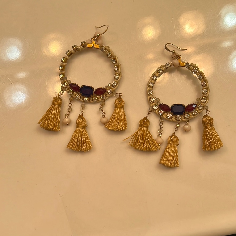 Anthropologie tassel hoop earrings